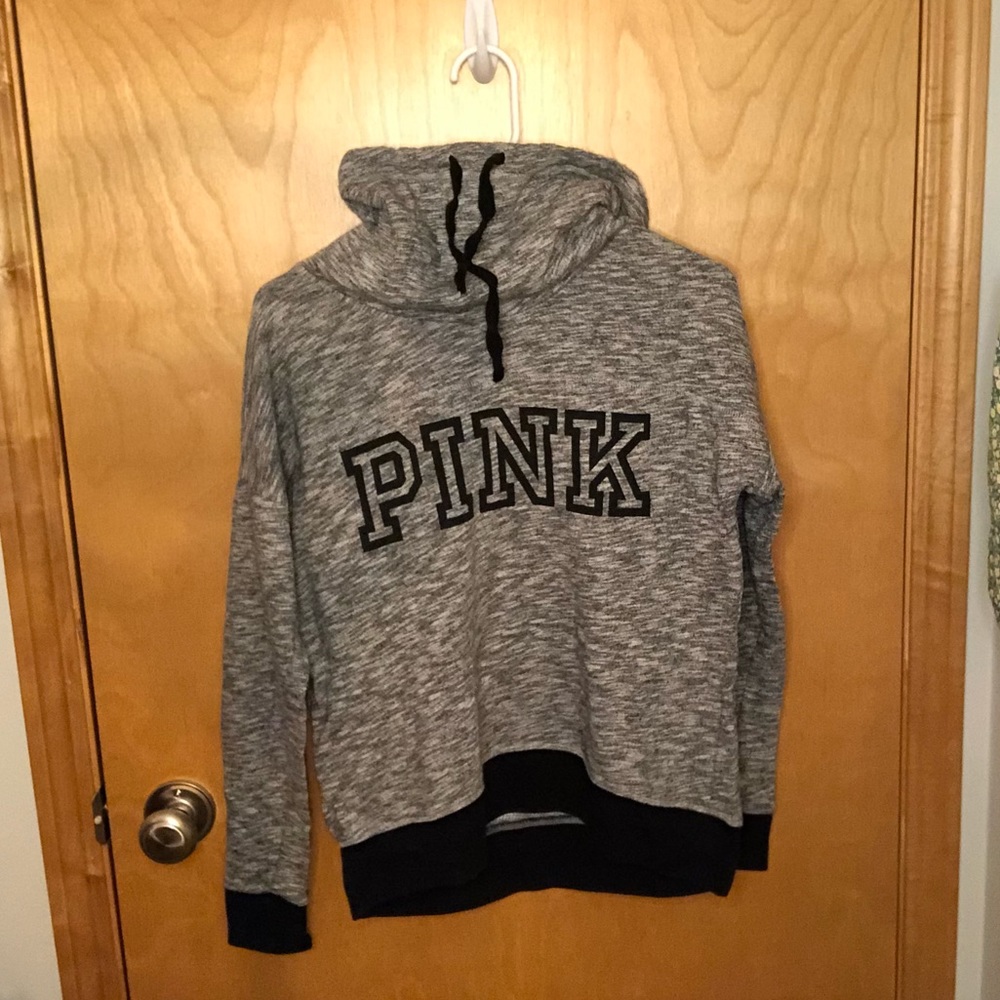 Gray and black PINK Victorias Secret cowl neck sweater, XS